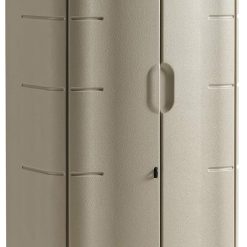 Alternative view of Rubbermaid Vertical Resin Weather Resistant Outdoor Storage Shed, 2×2.5 ft., Olive and Sandstone, for Garden/Backyard/Home/Pool